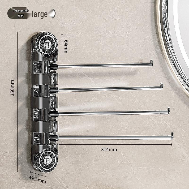 No-Drill Rotating Suction Cup Towel Rack with Multi-Bar Storage for Bathroom