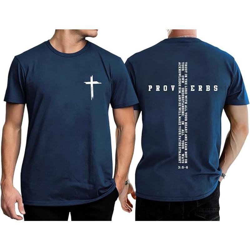 Мужская футболка с принтом креста и библейским стихом вдохновляющий дизайн с круглым вырезом с коротким рукавом 6XL 990₽