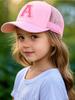 1pc Kid's 26 Alphabet Baseball Cap, Fashion Versatile Casual Sun Hat,Pink Mesh Breathable Trucker Cap, Suitable For Girls
