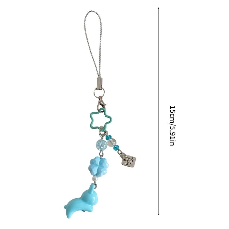 Beaded Clovers Leaf Mobile Charm Youth Trendy Phone Decors Charm Cartoon Acrylic Keychain Lucky Bag Hanging Decoration