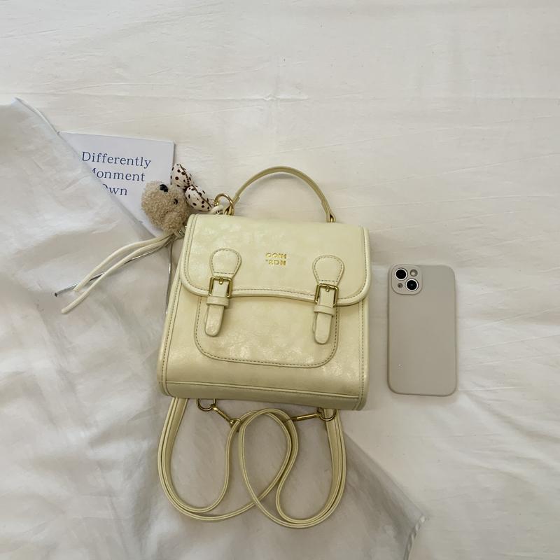 Fashion Cute Pink Women's Small Backpack Bag Cute Pendant PU Leather Satchel Daypack Ladies Daily Crossbody Handbag Purse