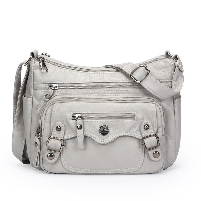 Skulderveske Stor Kapasitet Flerlags Mykt Skinn Dameveske Middelaldrende Og Eldre Morsveske