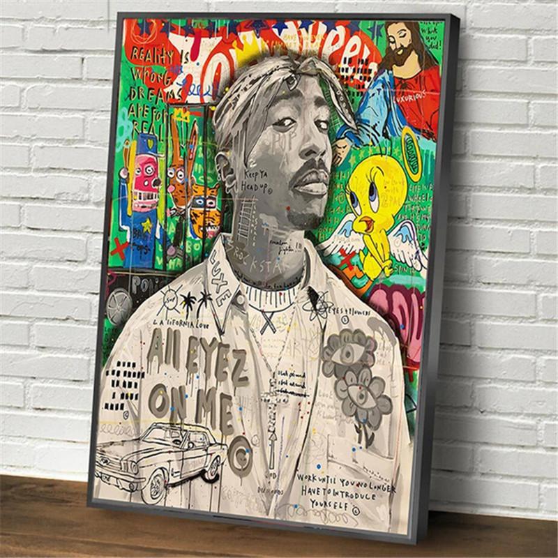 Graffiti Umělecká díla Postava Mony Lisy Malba na plátně Abstraktní Plakáty a tisky Street Wall Art Obrázky Cuadros Living Room Decor