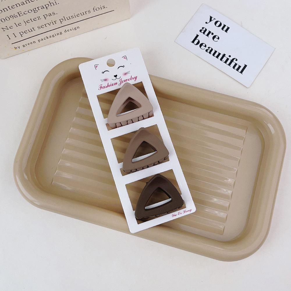 3Pcs/Set Fashion Coffee Color Frosted Geometric Hairpins Crab Hair Clips Barrettes for Women Girls Hair Accessories Headwear