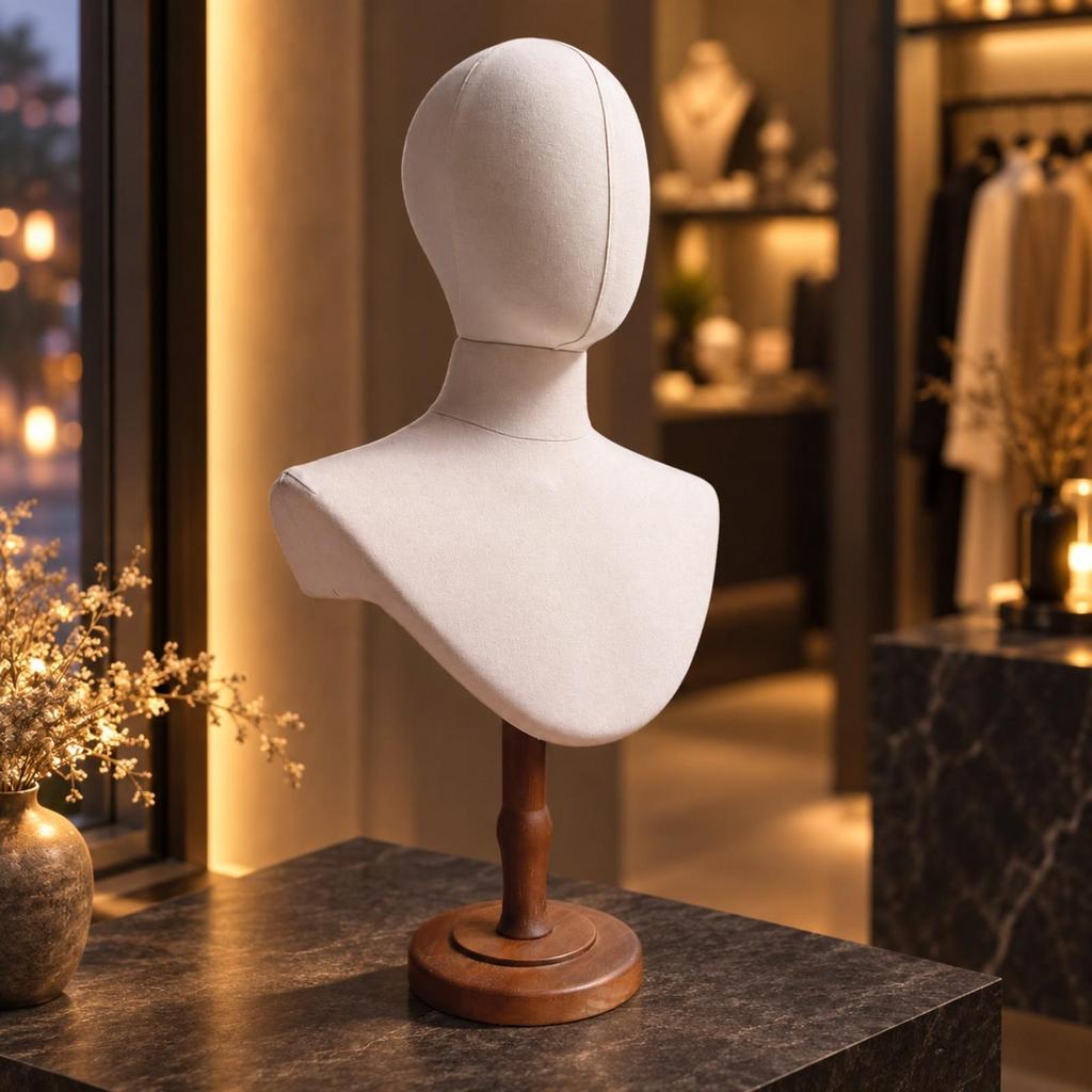 Head and Bust Mannequin Pin-Friendly Accessory Display Freestanding