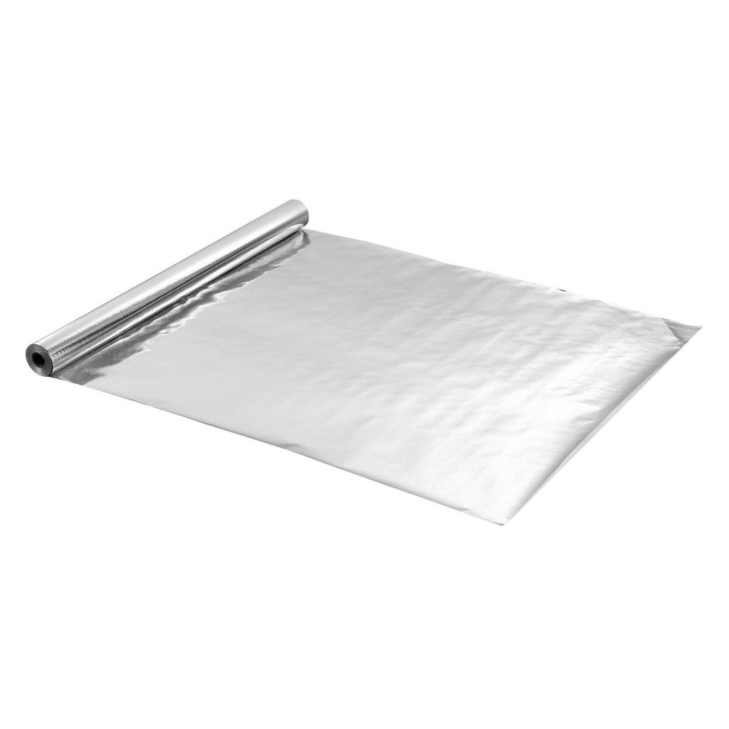 Double Reflective Insulation Roll, Perforated Woven Fabric Radiant Barrier, 0.15mm 76.2m x 1.22m, Double-Sided Aluminum Foil Heat Reflective Shield,