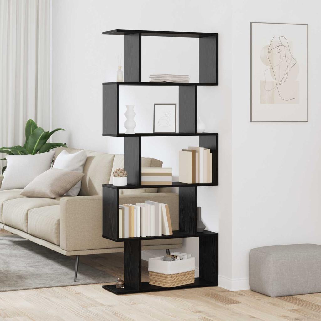 Bookshelf Black Oak Effect 70 x 24 x 161 cm Engineered Wood