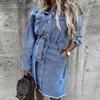 Polo Fashion Wind Ripped Burr Denim Dress