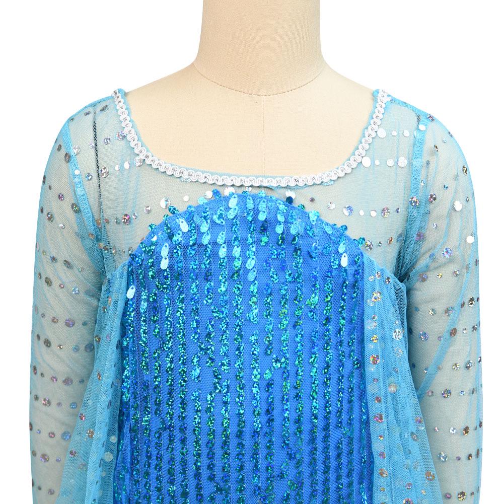 Frozen Girls' Elsa Sequin Mesh Long-Sleeve Formal Dress