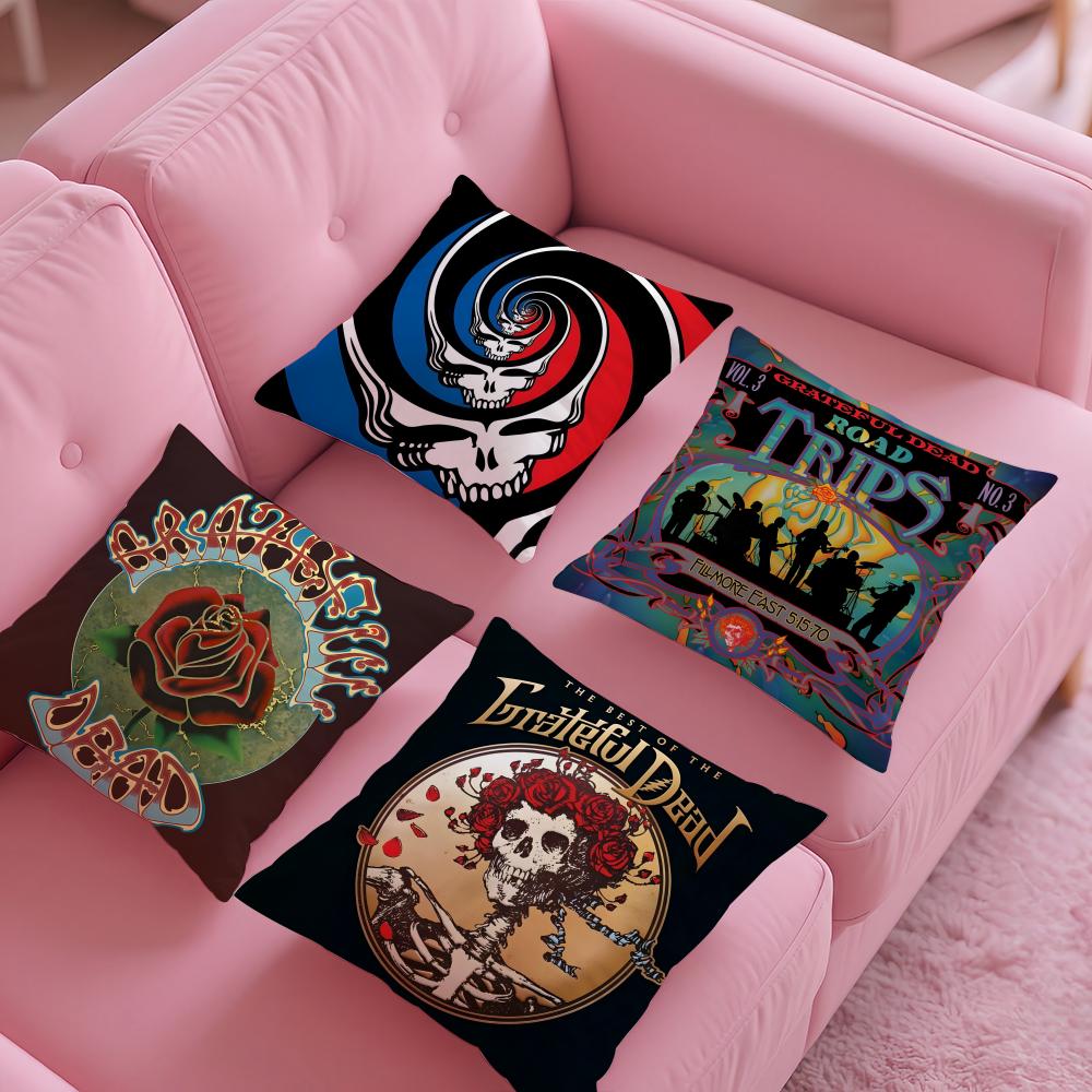 Sound Grateful Dead-Band Pillow Case Silky Short Plush With Invisible Zipper Dustproof Sofa Cushion Cover For Home Decor