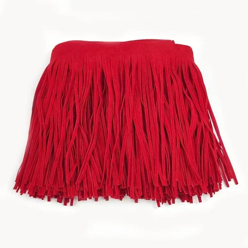 Nastro Frange in Pelle Scamosciata con Nappe in Pizzo 1M 10/15/20/25/30cm per Decorazione Vestiti Borsa Valigia Rifiniture Accessori da Cucito