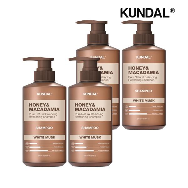 KUNDAL Honey & Macadamia Nature Shampoo White Musk 500ml x4