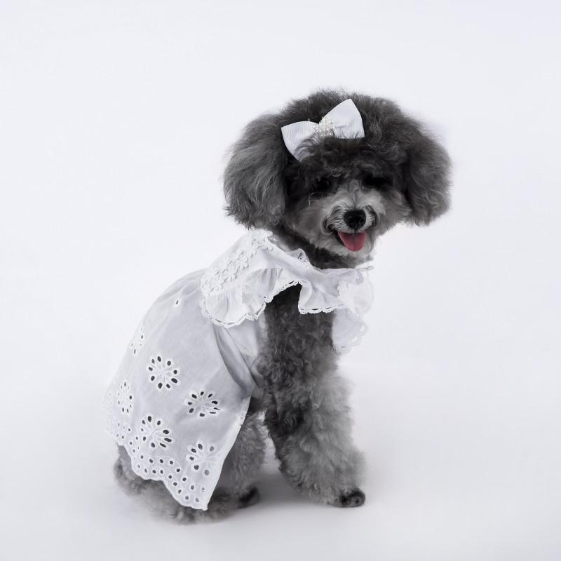 Lace Princess Dress With Headband Small Dogs Cats Teddy Bichon Pet Clothing