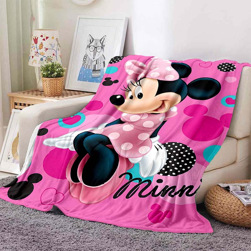 Multi-Sizes Minnie Mouse Cartoon Print Blanket Warm Soft Flannel Material Suitable for All Seasons Adult Children Luxury Gifts
