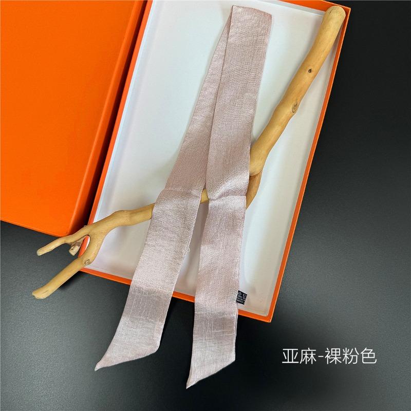 New monochrome women's decorative streamer wrapping bag ribbon solid color linen silk scarf small scarf headband scarf