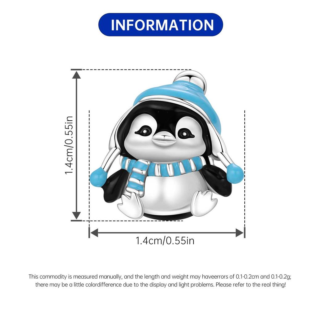 Orstarry 925 Silver Blue Hat Penguin Beads Charm Bracelet DIY Jewelry Trendy Gifts for Party