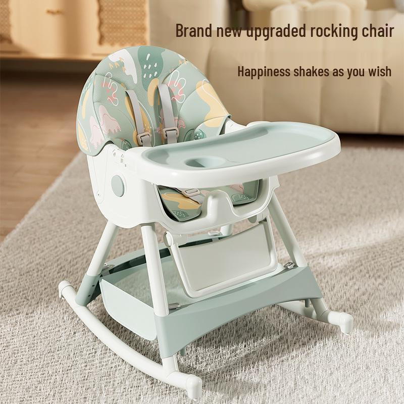 Multifunctional Baby High Chair: Foldable Metal Seat, Convertible Dining Table & Rocking Chair for Infants & Toddlers.