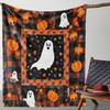 Halloween Ghost Pumpkin Pattern Flannel Throw Blanket Soft Fleece Bed Sofa Cover, Cozy Lightweight Decorative Bedding for Autumn Holiday Home Decor