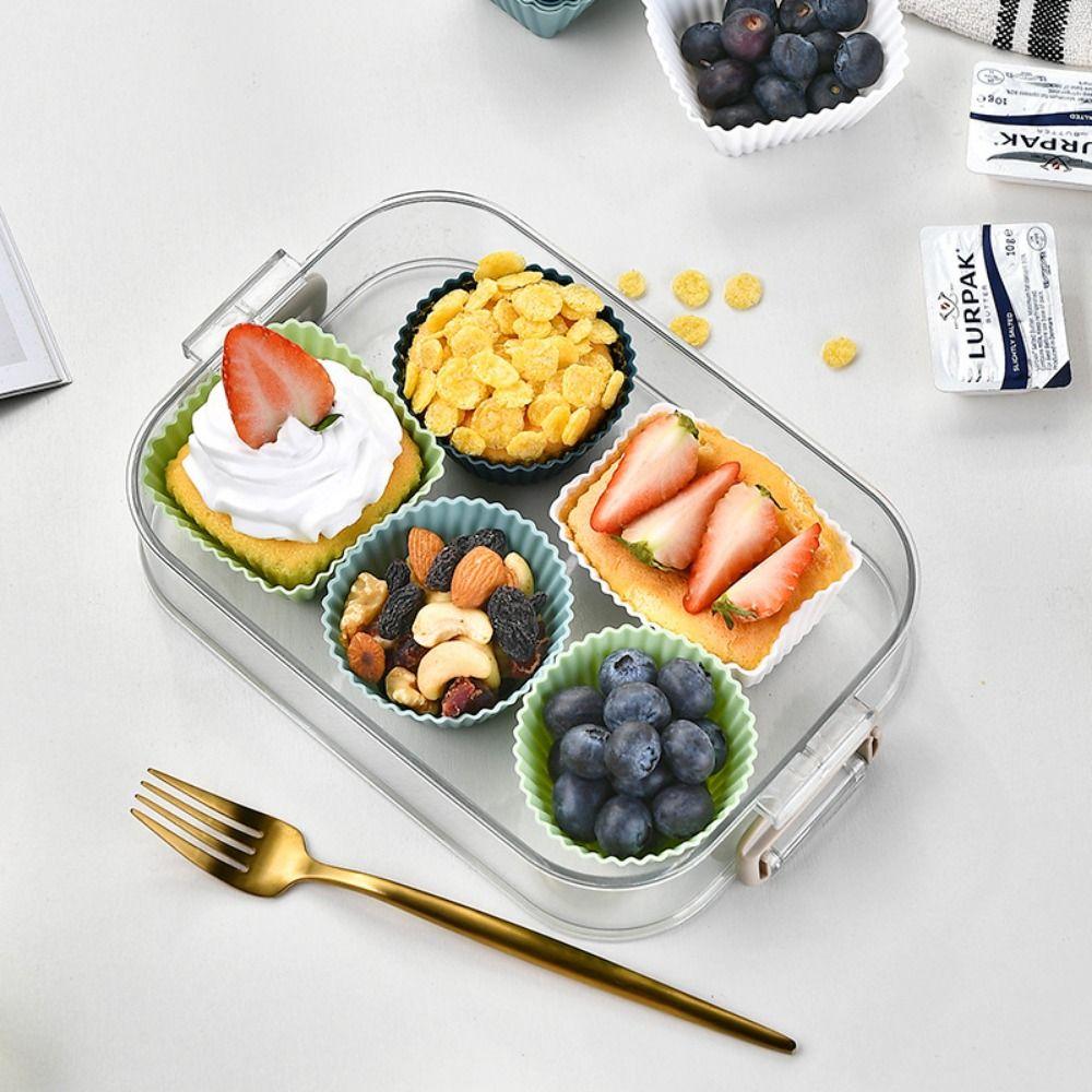 24Pcs Round/Square Silicone Muffin Molds Creative Lunch Box Dividers  Baking Supplies
