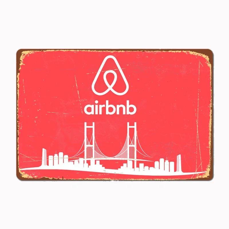 

Вінтажний логотип Airbnb 1 металева табличка плакат стіни декор кіно вітальня розпису смішні бляшані вивіски кухня спальня кафе бар паб вітальня 20x30cm（7.8x11.8inch）
