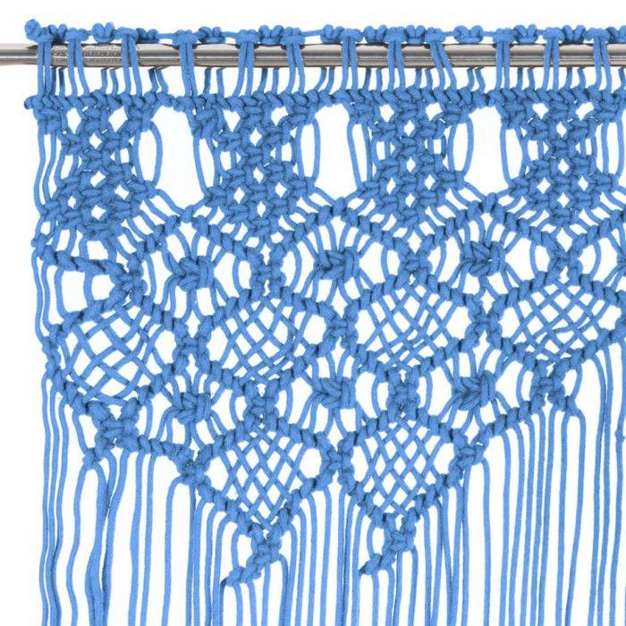 Rideau Séparateur de Pièce - VIDAXL - Macramé Bleu - 140x240 cm - 80% Coton - Intérieur
