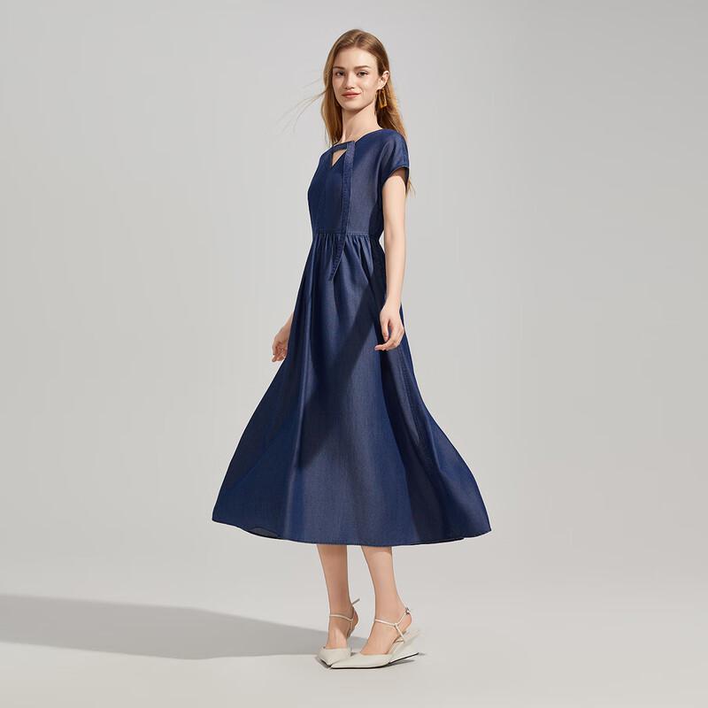 Shetu Women's Summer Denim A-Line Midi Dress