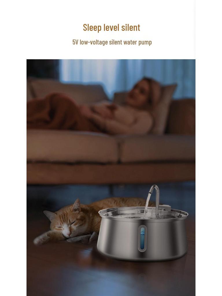 SUS304 Stainless Steel 4L Automatic Pet Water Dispenser with Visible Window