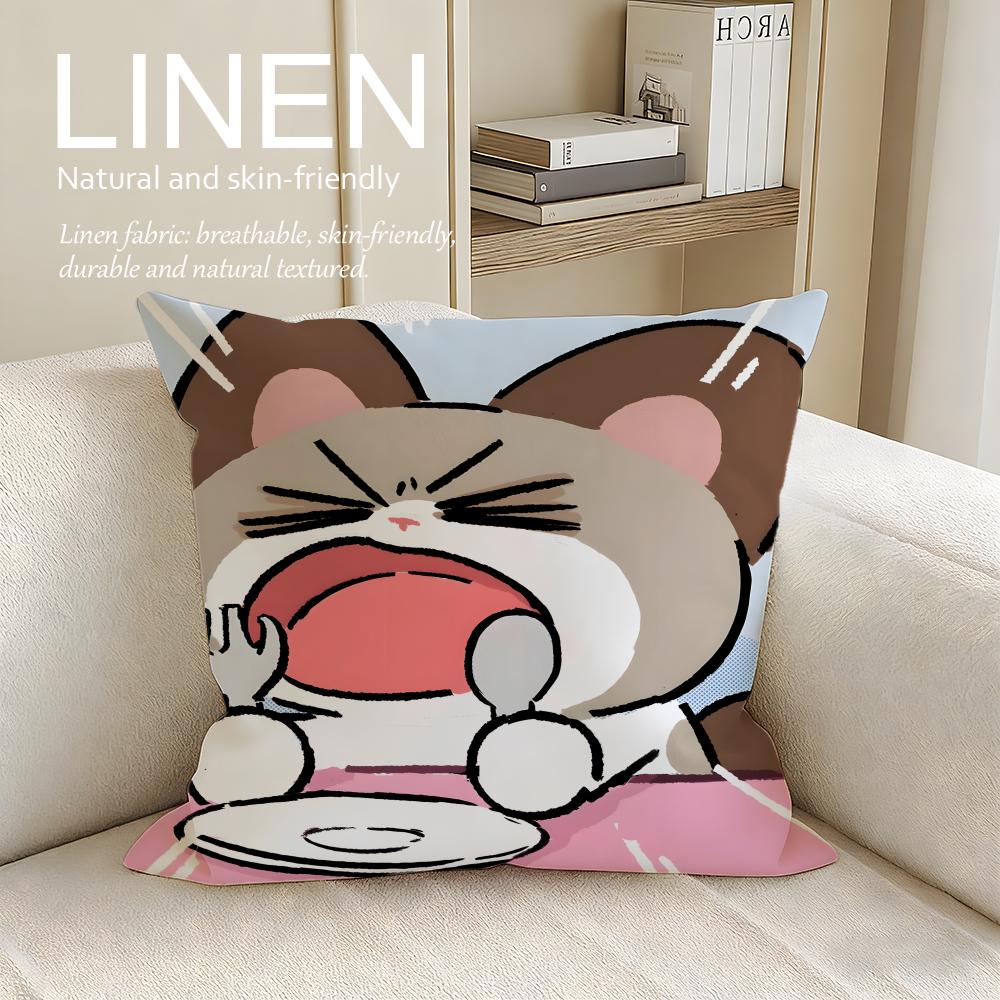 Cute Siamese Cat Azuki Cushion Cover Pillowcase Set Pcs x x Breathable Washable Sofa Cushion Cover