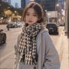 Women's Houndstooth Scarf: Warm Korean Style, Thick Imitation Wool, Fringe Knit for Autumn/Winter.