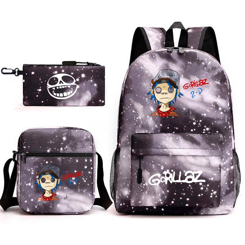 British virtual band trend heat transfer, primary and secondary school students schoolbag Gorillaz children's starry sky three-piece set, teenagers