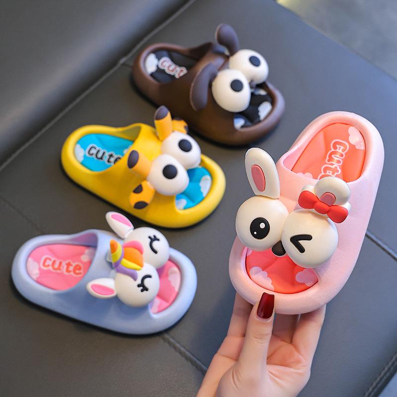 Cool Summer Non-Slip Soft Sole Slippers for Kids: Indoor & Bath Styles for Boys, Girls, and Parent-Child Sizes