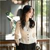 Camicia Corta Temperamento Bianco Manica Lunga Bottoni Lisci Blusa Elegante Primavera Autunno Moda Elegante Abbigliamento Donna