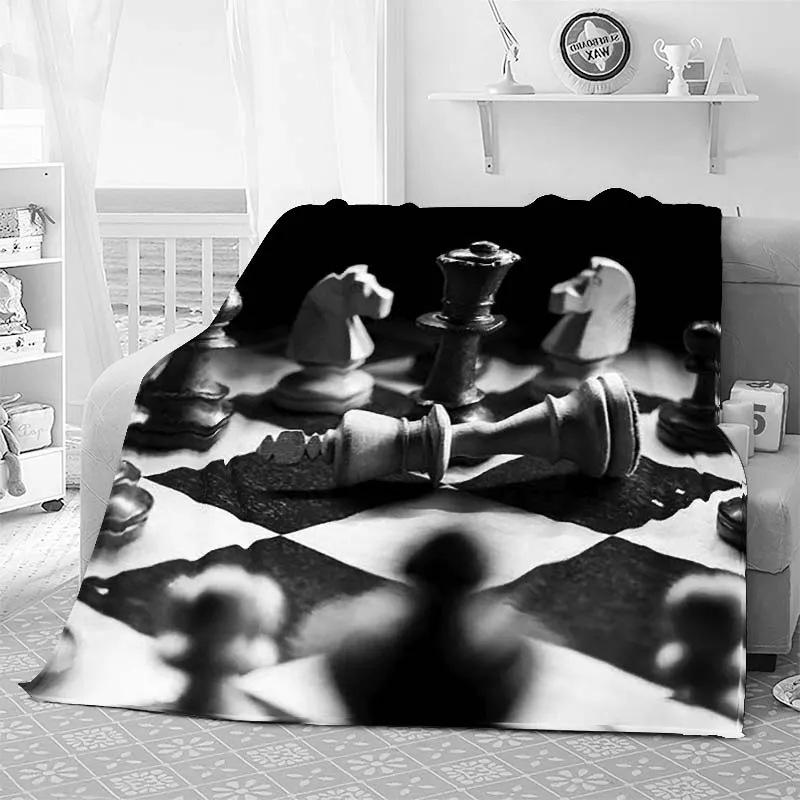 Chess Printed Flannel Blanket Chess Lovers Gift Blanket Blanket