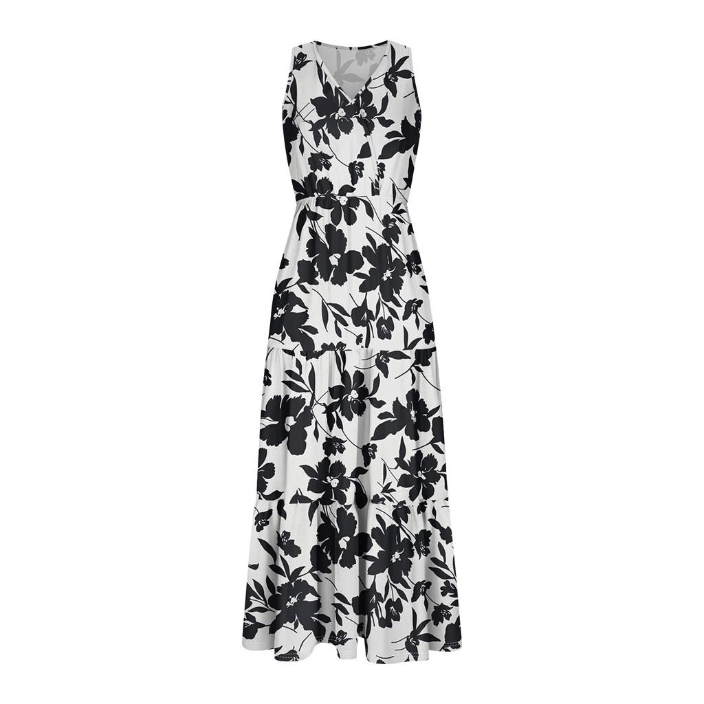 Women's Flowing Dresses Women's Summer Dresses Casual Sleeveless Long Dresses Cute Floral Long Dresses