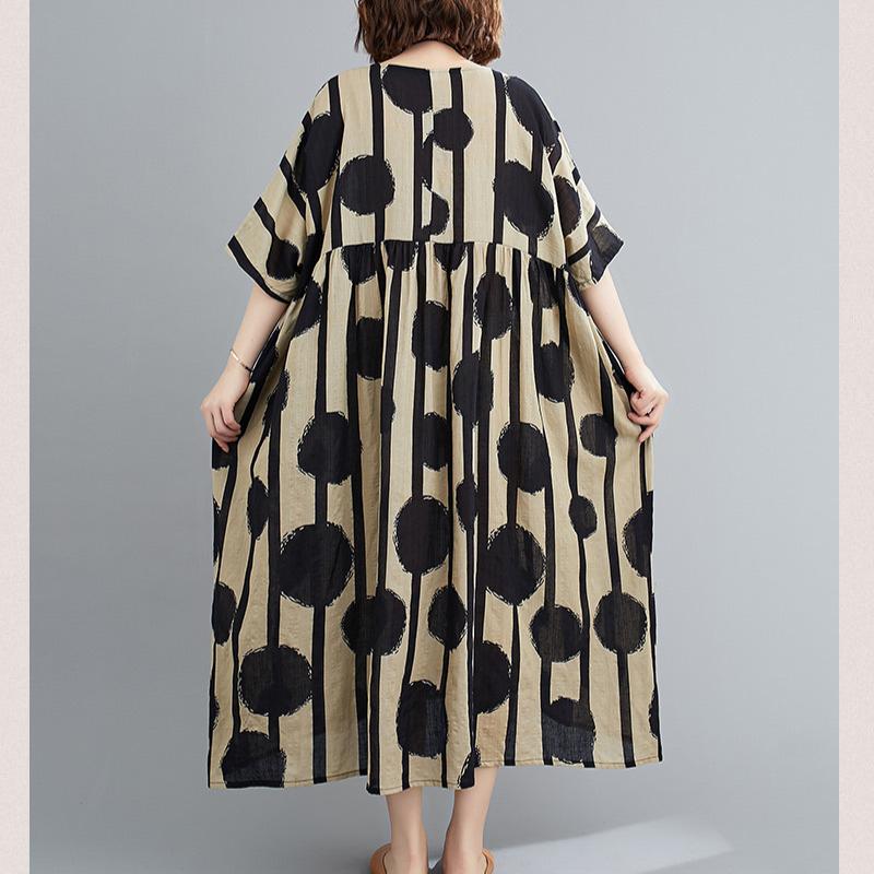 Oversized Vintage Polka Dot Summer Dress Cotton Casual Ladies Dresses for Women New Fashion Female Red Long Dress 2025