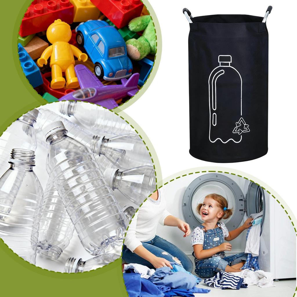 Bottle Storage Bag 82L Recycling Bin With Aluminum Handle Laundry Basket Foldable Trash Can For Bathroom Dorm Kitchen Home