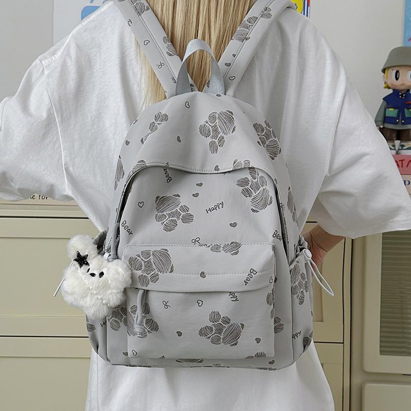 Women's Bear Printed Backpack Student's Lightweight Schoolbag