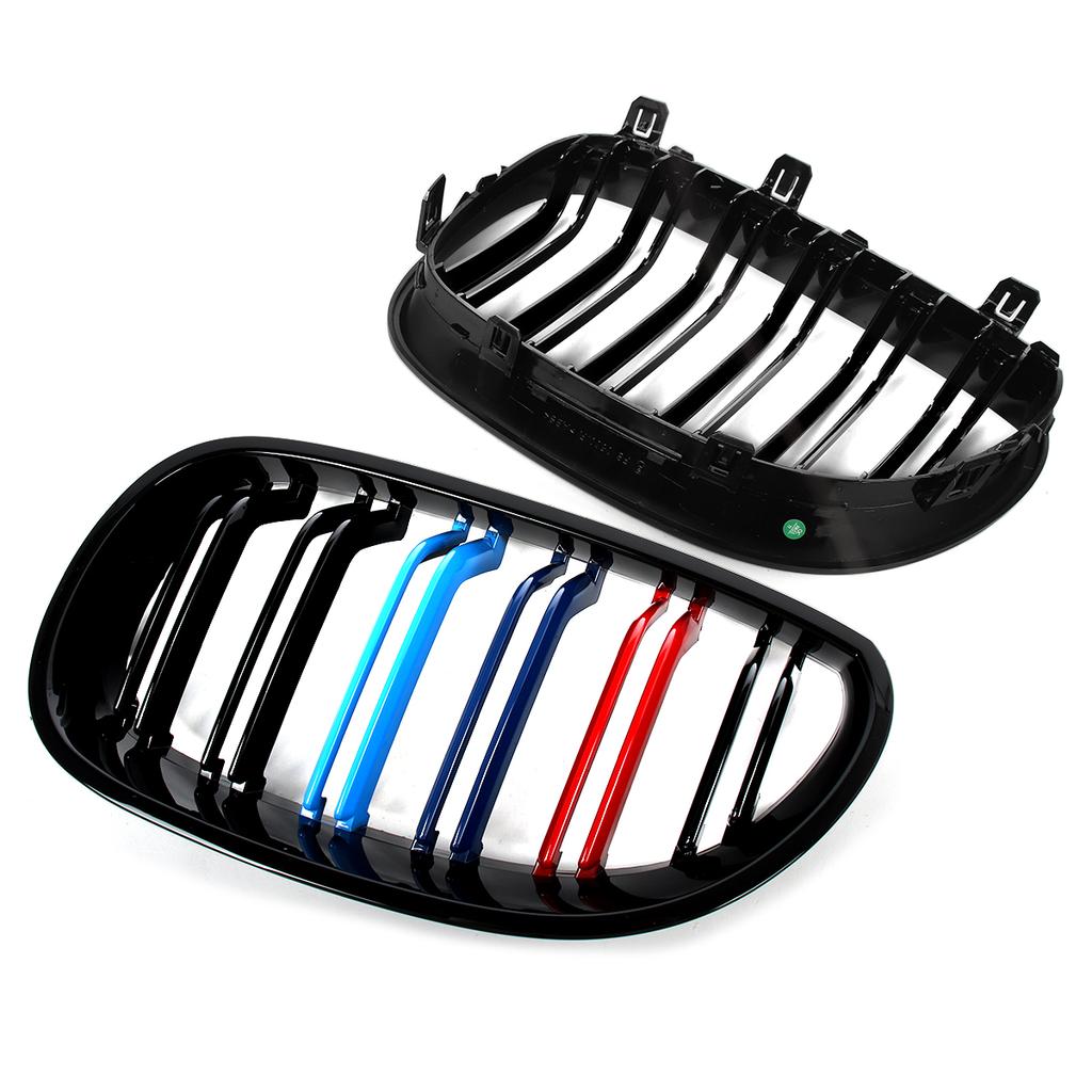MAGICKIT Gloss Black M Color Front Kidney Grille Grill For 2003-10 BMW E60 E61 525i 535i RDMEV1