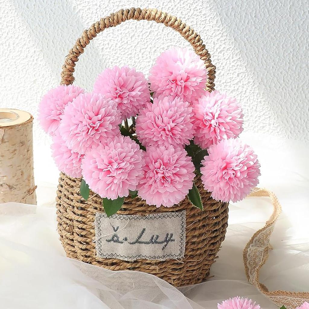 5Pcs Silk Ball Chrysanthemum Wedding Artificial Flower Decor Vase Box Home Room Scrapbooking Flower Gift Arrangement Accessories