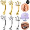 Titanium G23 Heart & Star Eyebrow and Ear Stud - 16G Curved Bar F136 Alloy