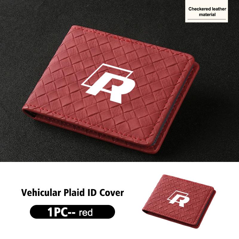 VFHJQ1 Suede Car ID Cover Vehicular Plaid Card Protector Wallet For Volkswagen VW Golf 4 5 6 7 Polo Jetta Sagitar Magotan Passat B5 B6