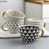 Tasses à café géométriques irrégulières en céramique avec anse, tasses à thé au lait, tasses à eau, tasses à petit-déjeuner, tasse pour le thé de l'après-midi, tasse à jus