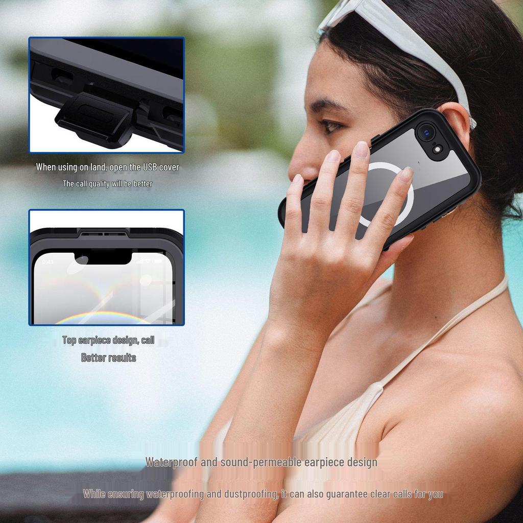 iPhone 16e Waterproof Drop-proof Full Coverage Protective Case for Outdoor Swimming