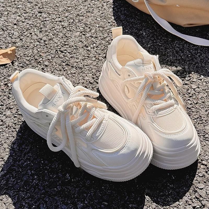 Little White Shoes Women's New Summer Mesh Shoes Breathable Mesh Thick Sole with Skirt Shoes Sports and Leisure Shoes