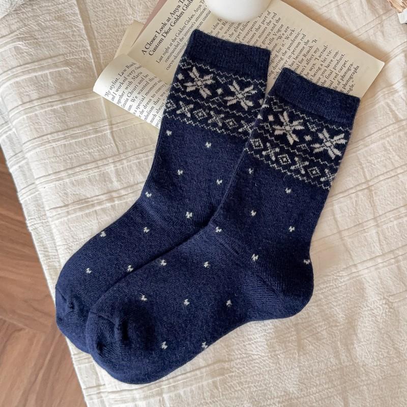 Socks Medium Tube Socks Season Warm Retro Wool Socks Thickened Stockings Pastoral Stacking Socks Women