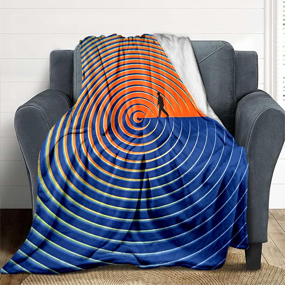 1pc Spiral Path Blanket, Lightweight Flannel Throw Blanket for Sofa, Bed, Travel, Camping, Living Room, Office, Couch, Chair, and Bed