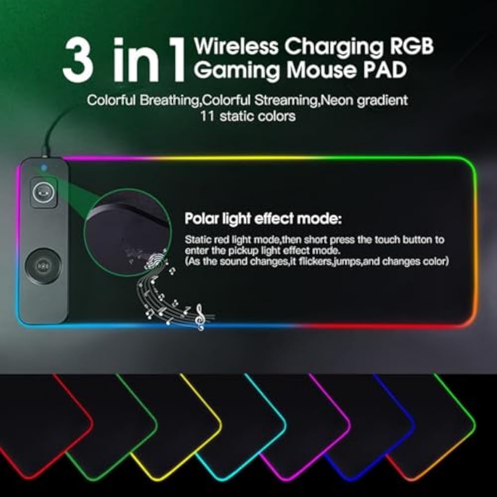 Large color gamepad power mat expansion key set pad with 15W charging for cell phones, headphones...