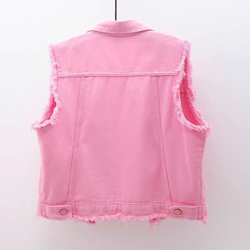 Frayed Edge Sleeveless Denim Vest - Slimming, Versatile & Flattering Spring/Summer Jacket Top