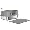 High Sided Stainless Steel Litter Box, Metal Cat Litter Tray with Metal Scoop, Litter Mat, Never Absorbs Odors, Grey