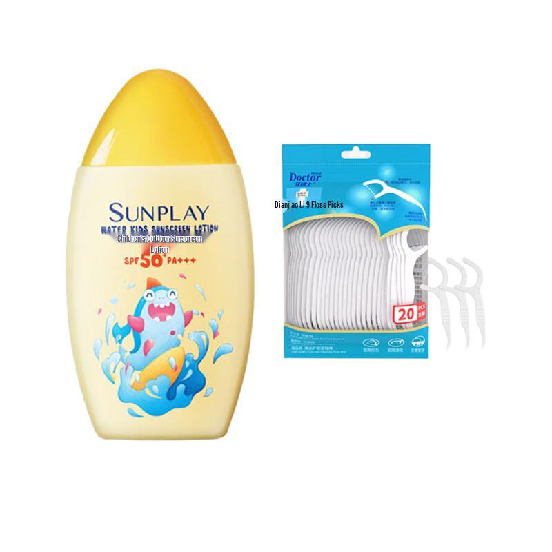 Доктор. Зубочистки с зубной нитью и детский солнцезащитный крем Sunplay в наборе